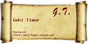 Gehl Timur névjegykártya
